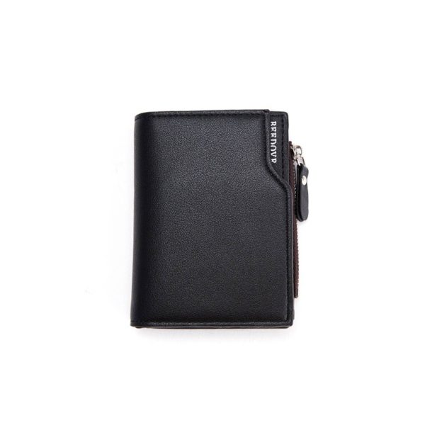 PU Leather Short Zipper Fashion Vertical Wallet For Men