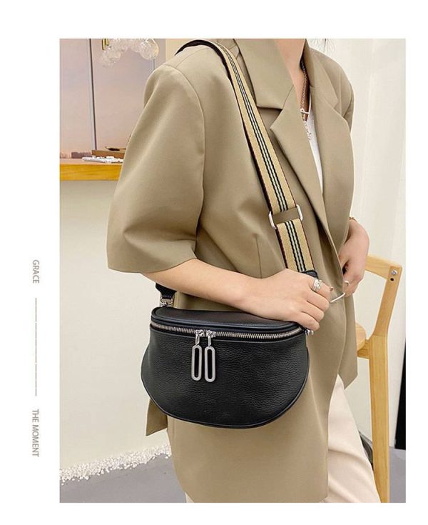 Leather Crossbody Bag With Two Zippers