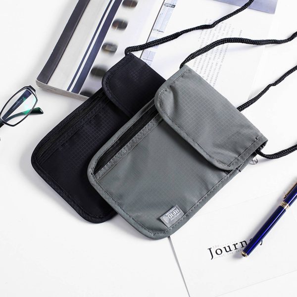 Nylon Rfid zipper hanging document bag pouch