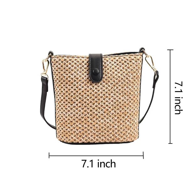 Summer Straw Women Woven Crossbody Bucket Bag