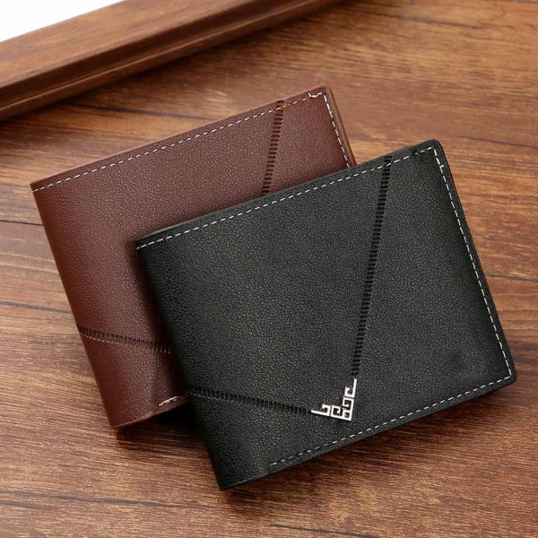 Large Capacity Mens Short PU Leather Wallet