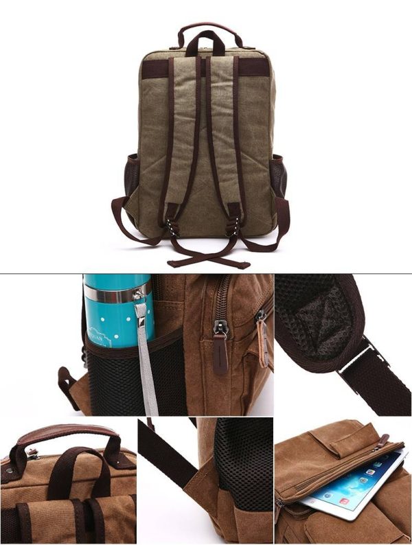 School Vintage Canvas Laptop Backpack