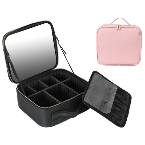 PU Leather Makeup Bag with Mirror