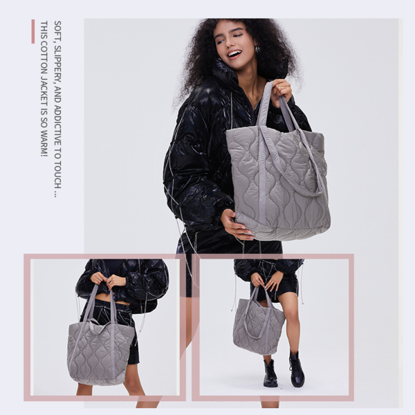 Womens Quilted Nylon Shoulder Bag