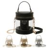 PU Leather Clear Crossbody Bucket Bag