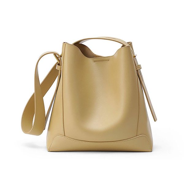 Genuine Leather Tote Bucket Bag