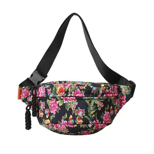 Vintage Trend Full Print Large Flower Waist Bag