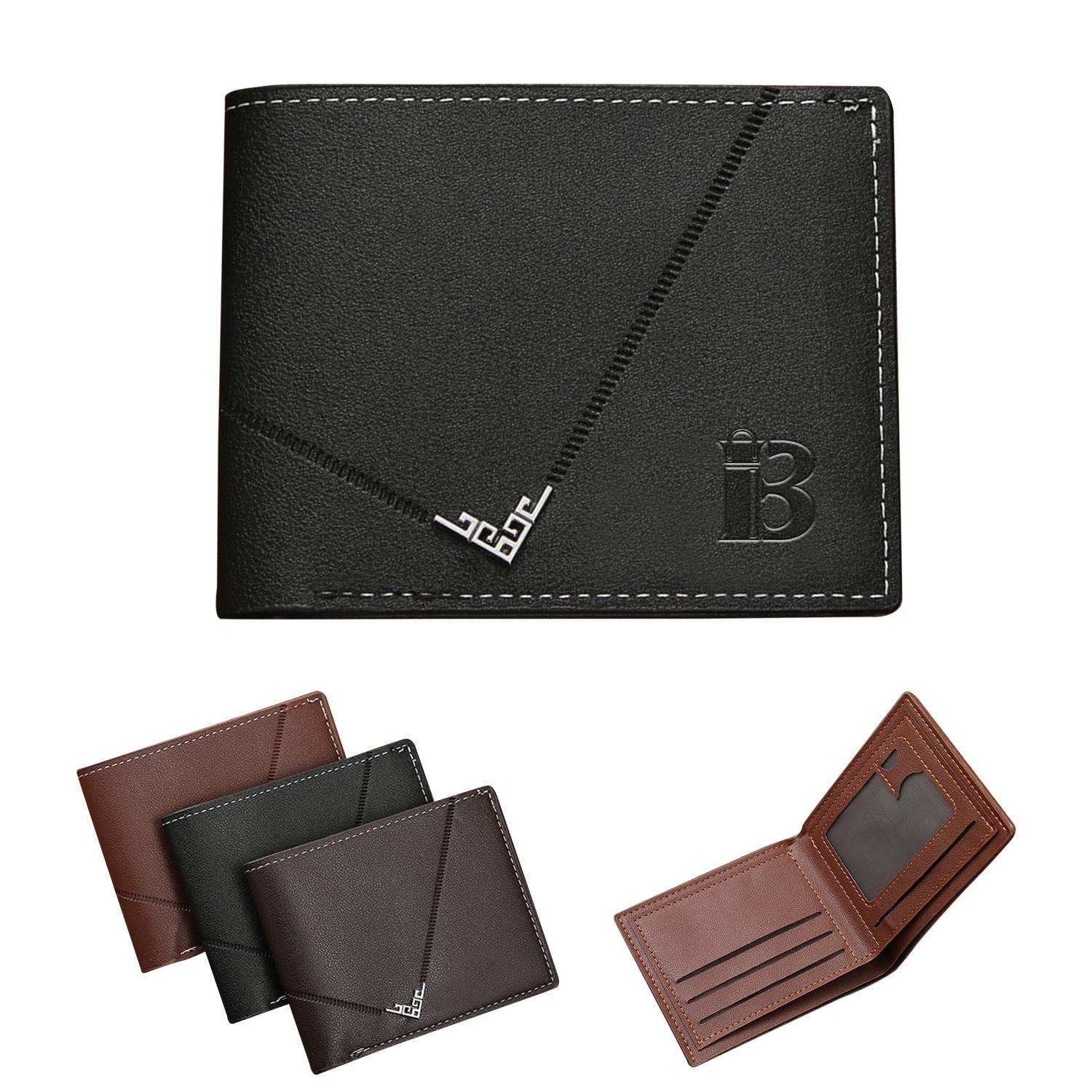 Large Capacity Mens Short PU Leather Wallet