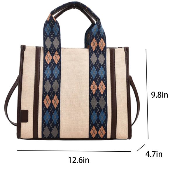 Canvas Crossbody Bag Fashion Color Clash Tote for Women