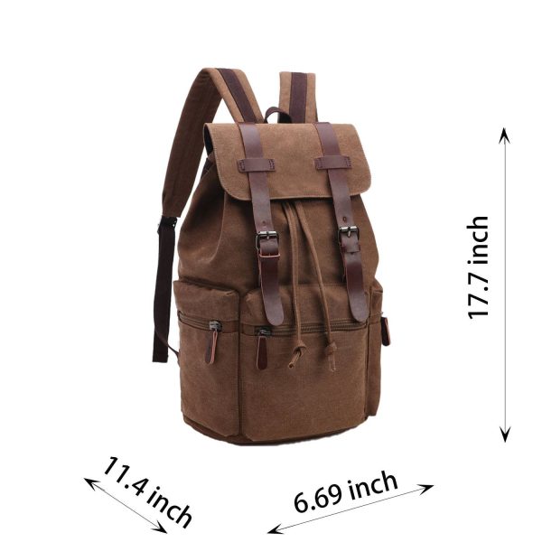Canvas Vintage Backpack PU Leather Casual Bookbag