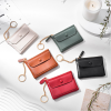 Mini PU Zipper Coin Purse With Keychain