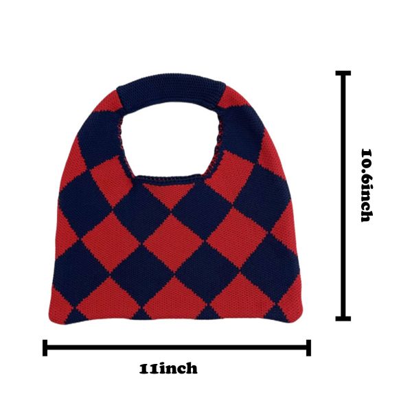 Polyester checked knit tote bag