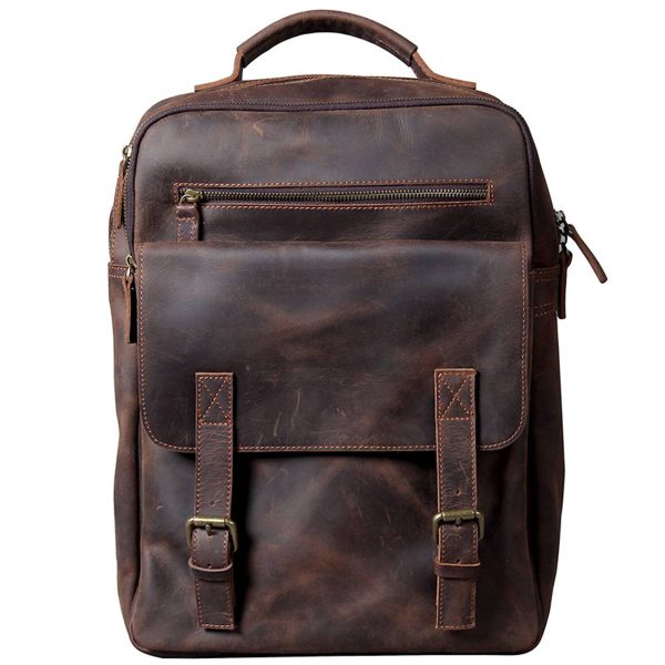 Vintage Genuine Leather Laptop Men Backpack