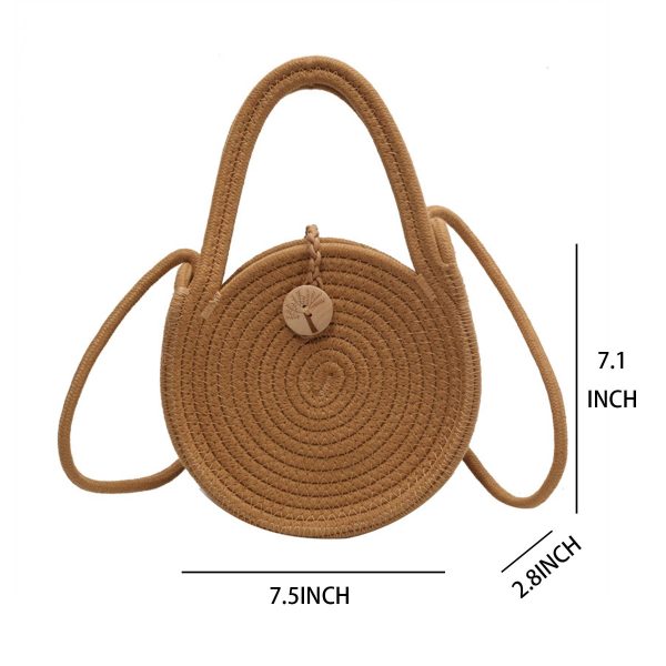 Straw Solid Round Tote Cross-body Bag
