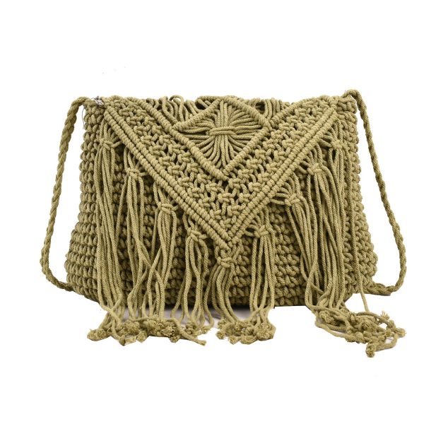 Jute Straw cotton tassel shoulder cross-body bag