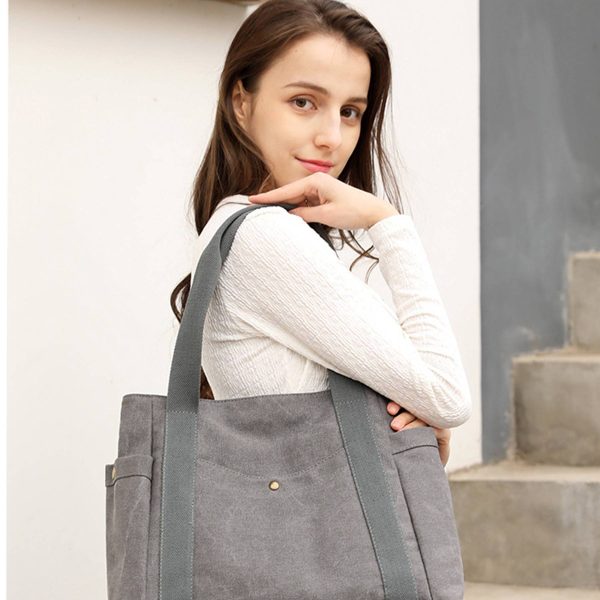 Canvas Multi-pocket Tote bags for women