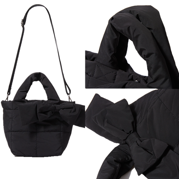 Female Simple Soft Down Bowknot Handbag Tote Bag