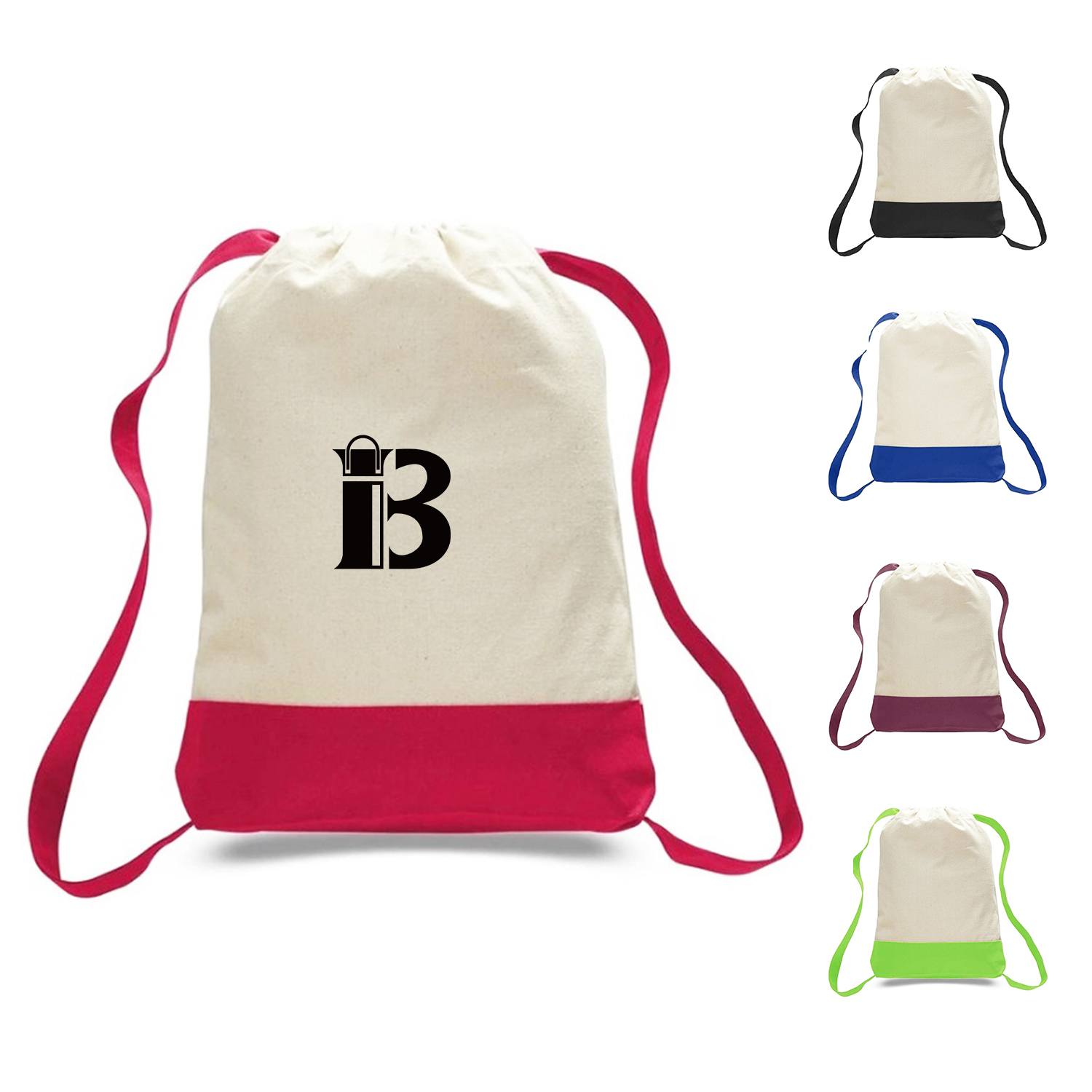 Two Color Canvas Sports Drawstring Bag