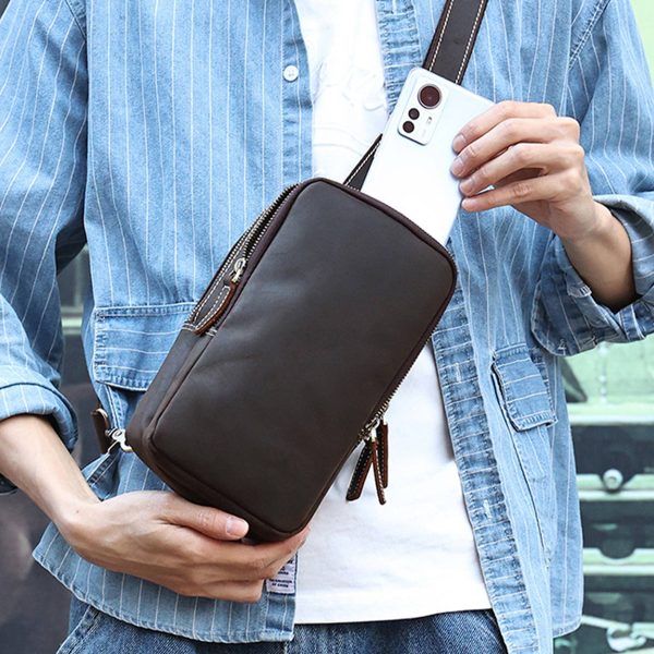 Genuine Leather Sling Bag for Men Crossbody