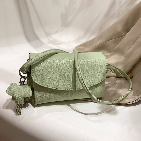 PU Leather Crossbody Shoulder Bag With Elephant Pendant