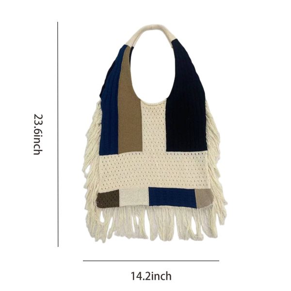 Polyester Multi-colored Knitted Tote Bag