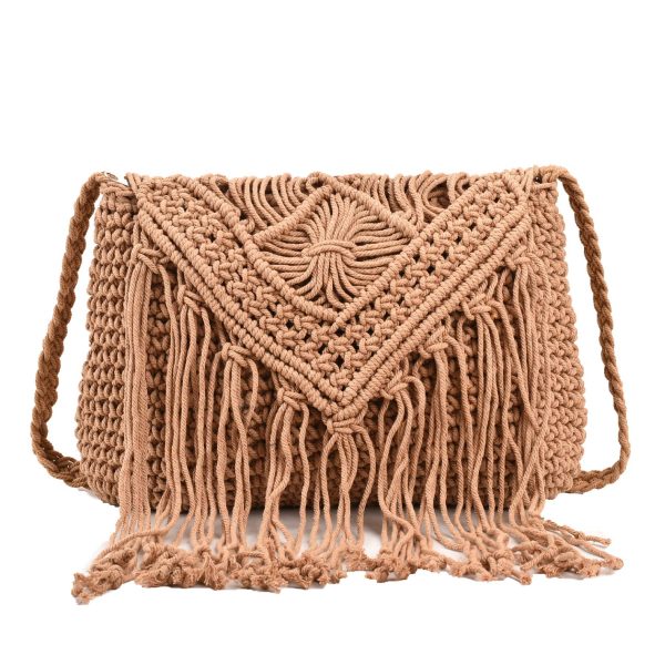 Jute Straw cotton tassel shoulder cross-body bag