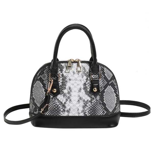 PU Contrasting snakeskin one-shoulder cross-body bag