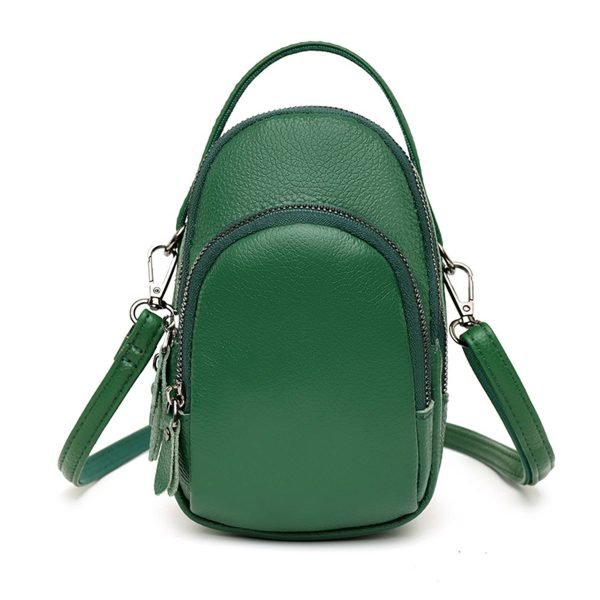 Genuine Leather Two Compartment Phone Crossbody Mini Bag