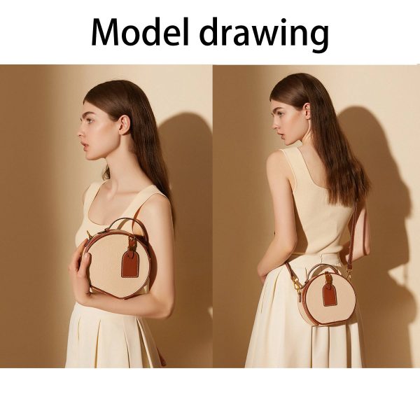 Genuine Leather Round hand-held women's Crossbody bag