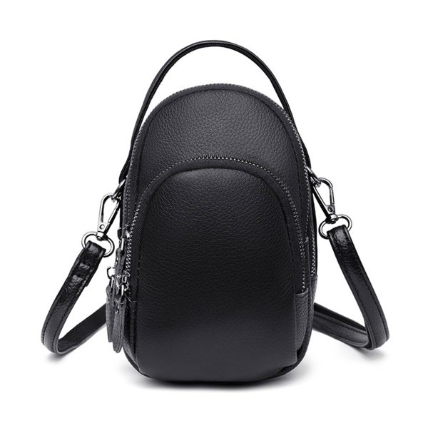 Genuine Leather Two Compartment Phone Crossbody Mini Bag