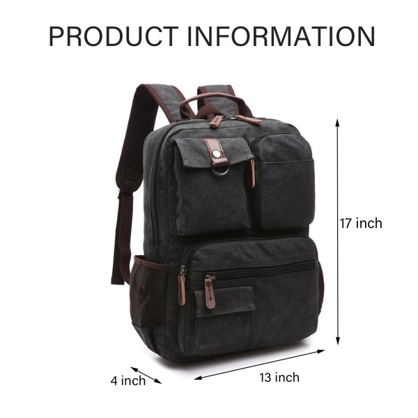School Vintage Canvas Laptop Backpack