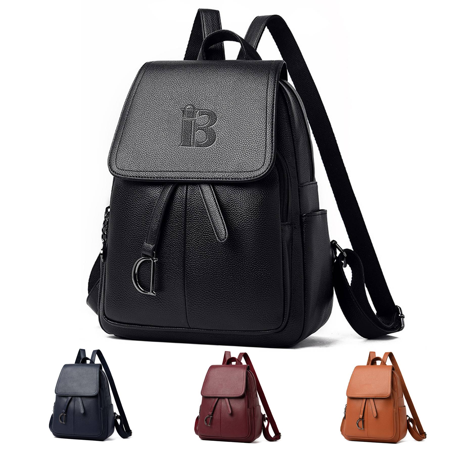 Large Capacity PU Leather Shopping Women's Fashion Backpack