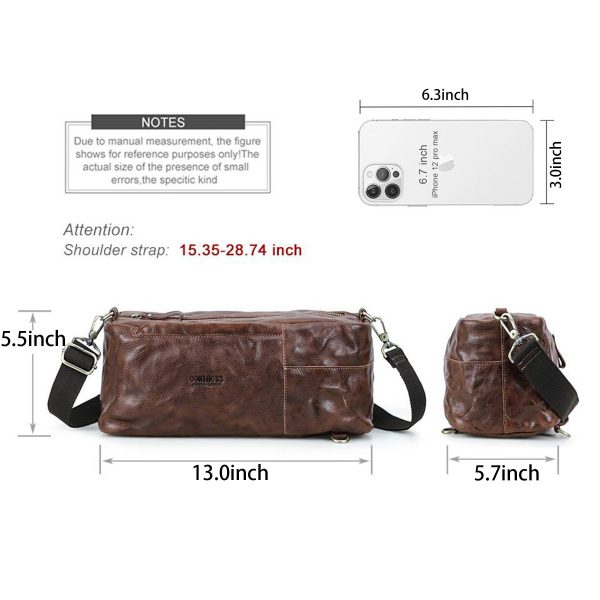 Genuine Leather High-capacity Waterproof Cross-body Bag Men