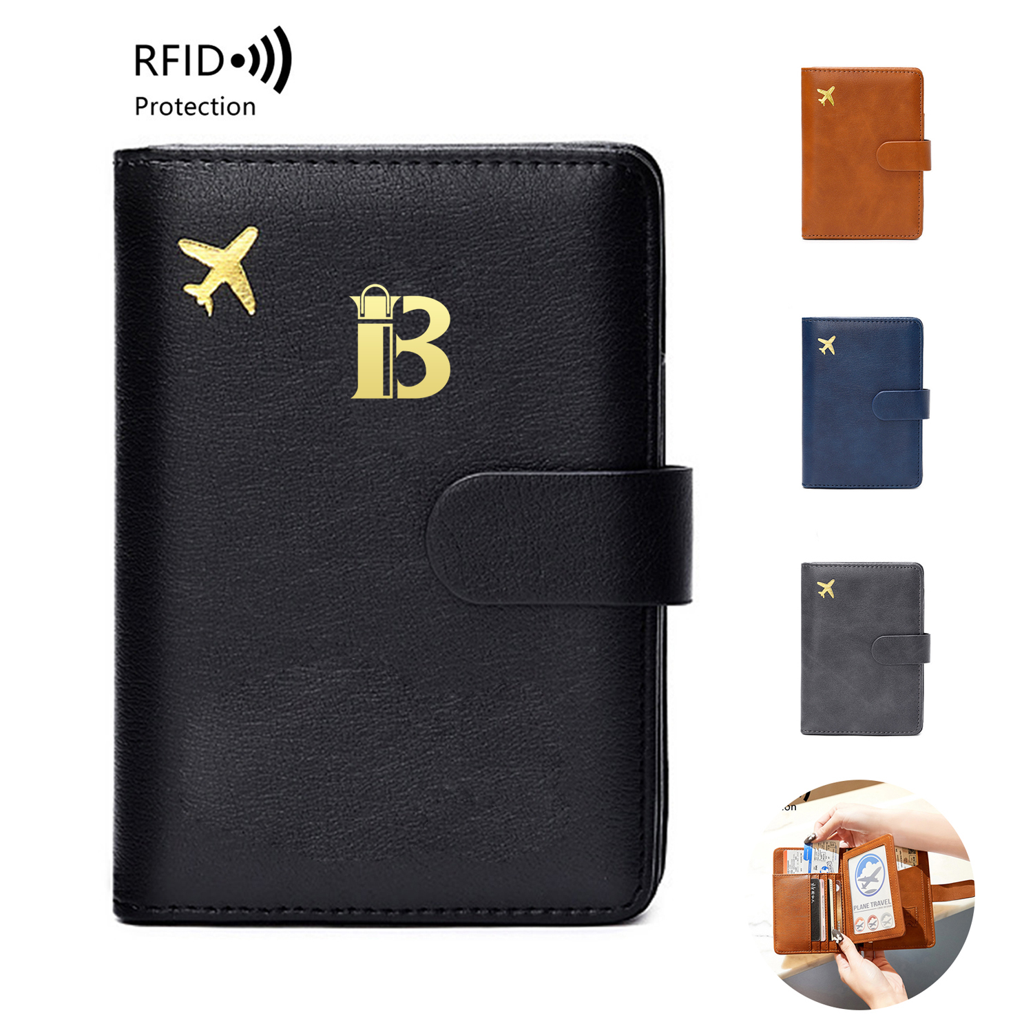 PU Leather RFID Passport/Card Wallet With Arita holder