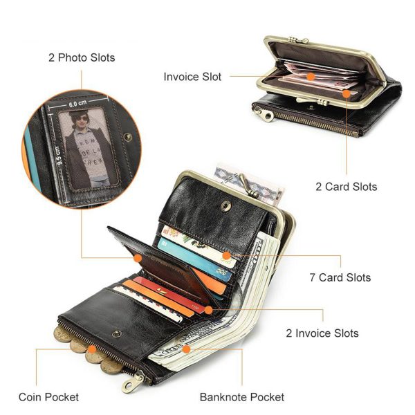 Genuine Leather RFID Clip Medium Waterproof Wallet