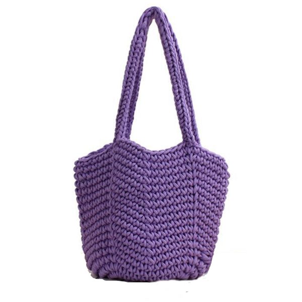 Jute Women Cotton Knitted Tote Mesh Beach Bag