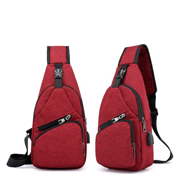 Nylon Waterproof Crossbody Bag With USB Charging Port