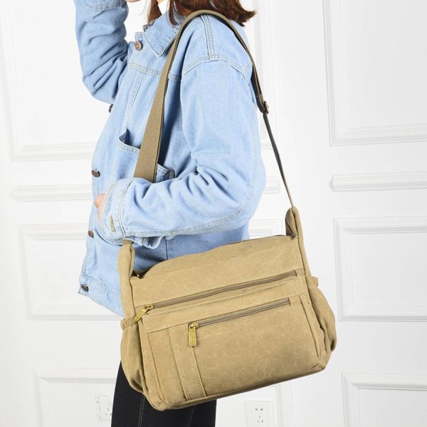 Light Weight Canvas Messenger CrossBody Bag for Women