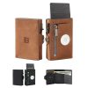 Genuine leather Mens Wallet Tag Anti-theft Card Case