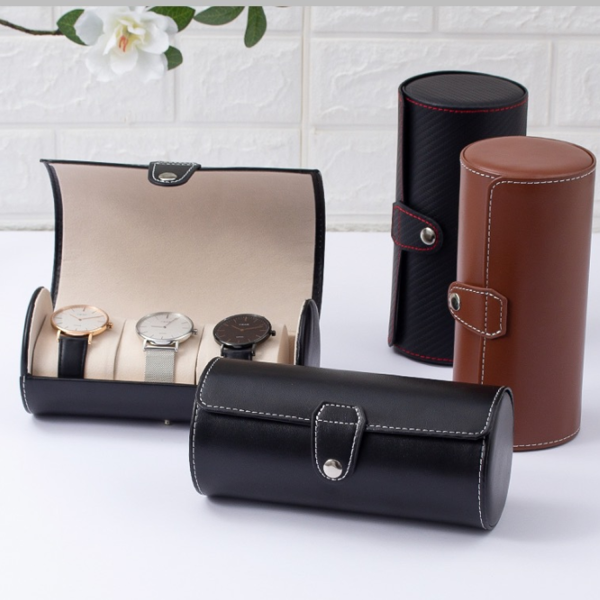 Pu Leather Travel Watch Roll Organizer Display Case