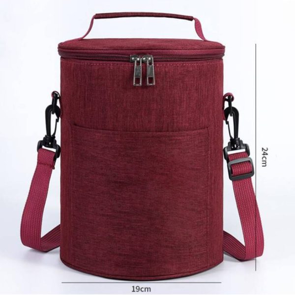 Cooler Lunch Insulation Cylindrical Bucket Bag
