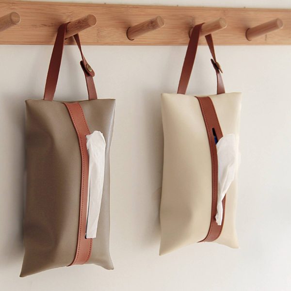 PU Leather Tissues Box with Hanging Strip