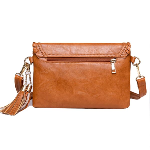 Women's PU Leather Envelope Purse Messanger Bag With Tassels