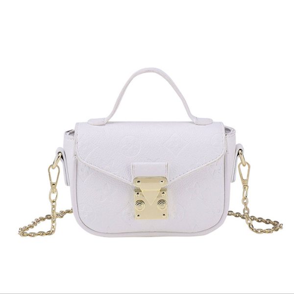 PU Leather Shoulder Bag w/ Metal Chain Strap