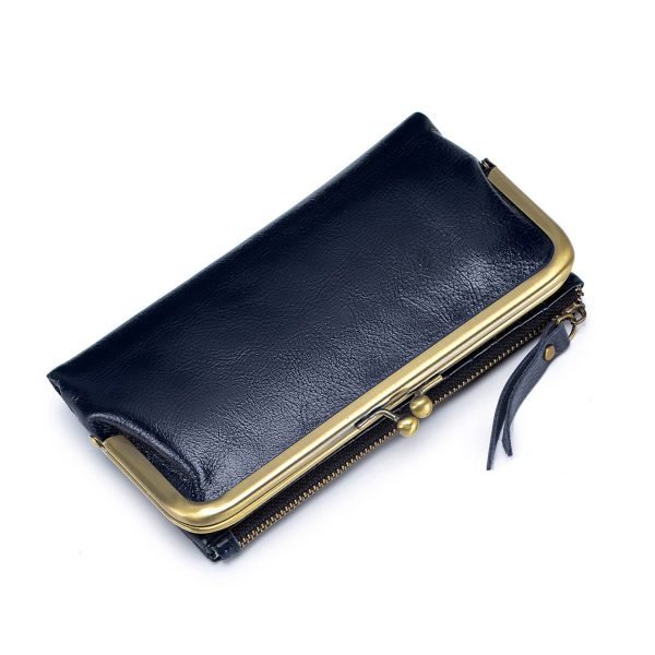 Geniunne Leather long handheld wallet