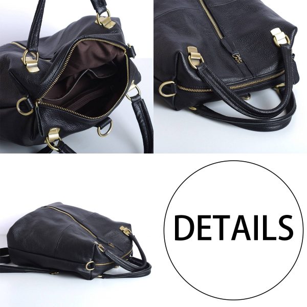 Genuine Leather Large capacity black backpack