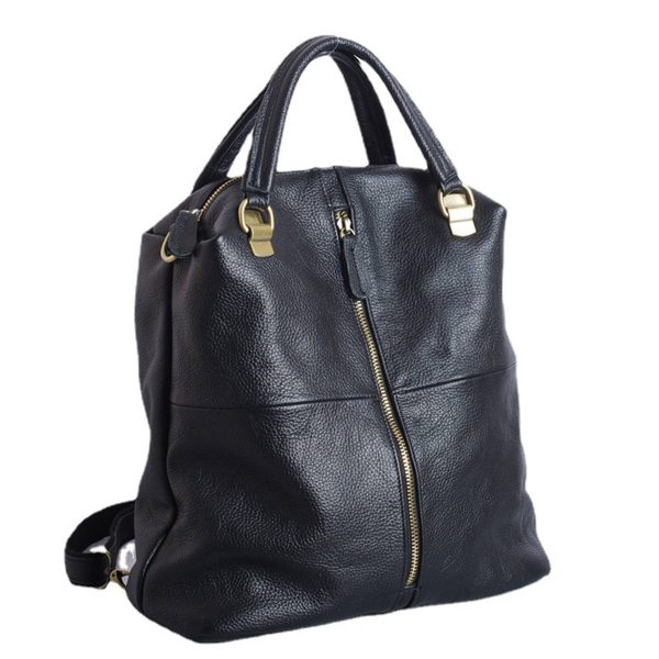 Genuine Leather Large capacity black backpack