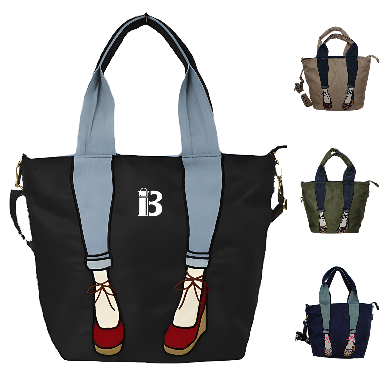 Nylon handbag creative high heels tote bag for women