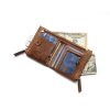 Genuine Leather Double zipper short vintage wallet