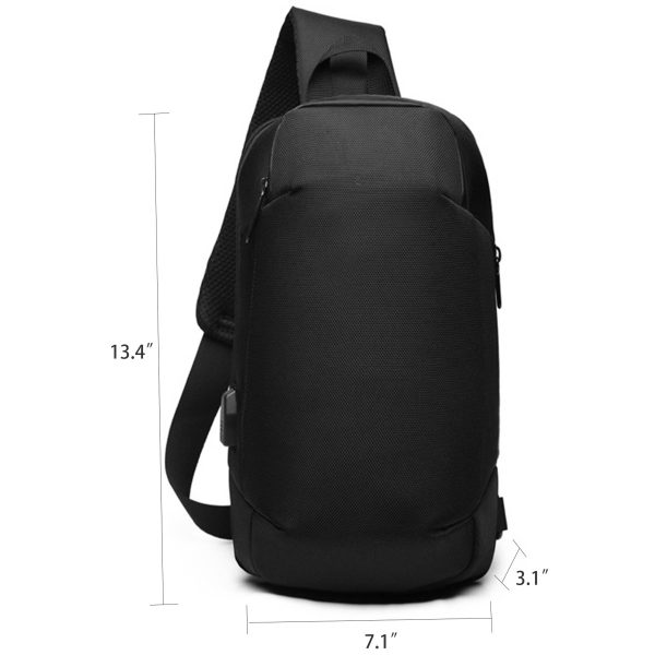 Oxford Sling Waterproof Chest Bag with USB Charging Port
